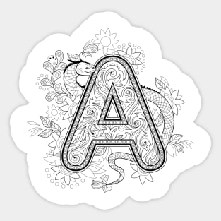 Doodle image with letter A Sticker